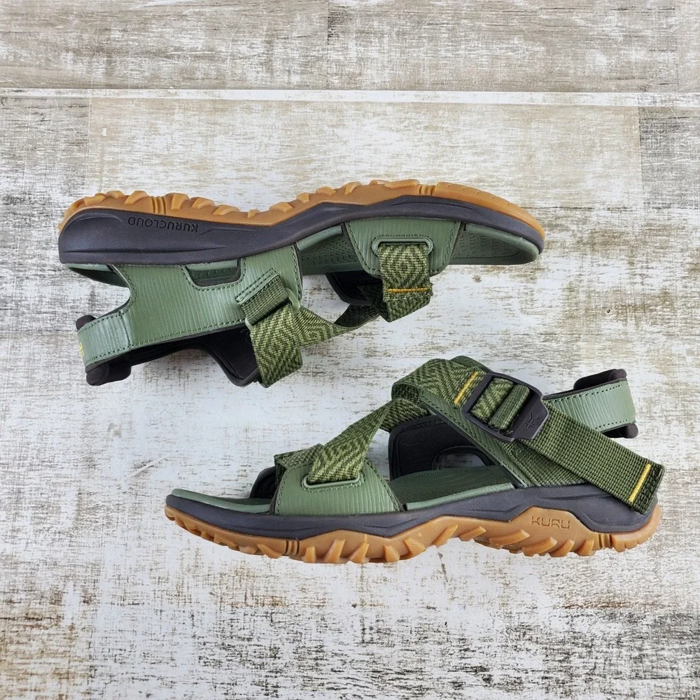 Kuru Current Men Hiking Sandal Sz 9 Comfort Olive Green Golden Yellow Waterproof